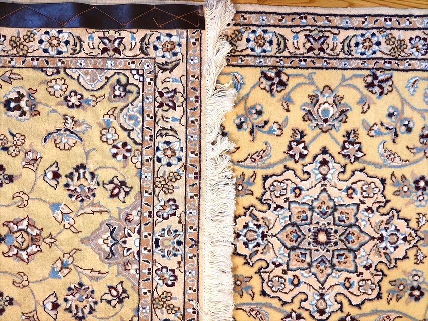 ペルシャ絨毯ナイン産ノラ ウール ランナー 細長いラグ 225x90cm