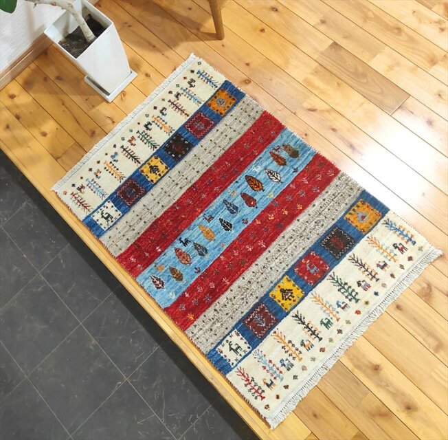 ペルシャ ギャッベ パルヴィーズ コルクウール カシュクリ 92x65cm