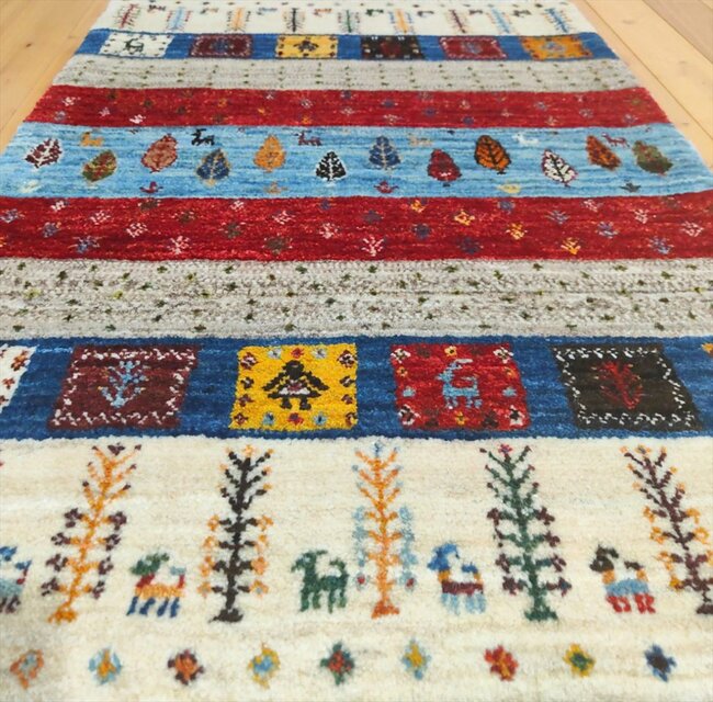 ペルシャ ギャッベ パルヴィーズ コルクウール カシュクリ 92x65cm