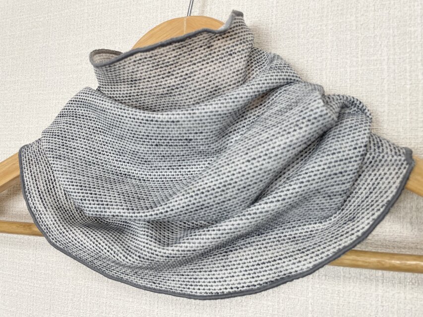さらさら杢柄シルバーメッシュレースハンドメイドネックウォーマー