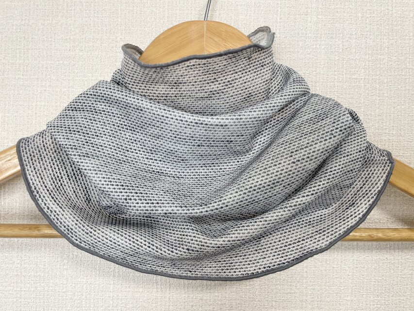 さらさら杢柄シルバーメッシュレースハンドメイドネックウォーマー 