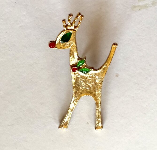 アメリカ製 真っ赤なお鼻 トナカイ クリスマス ピンブローチ】 | iichi