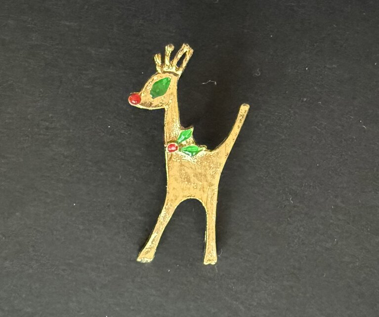 アメリカ製 真っ赤なお鼻 トナカイ クリスマス ピンブローチ】 | iichi