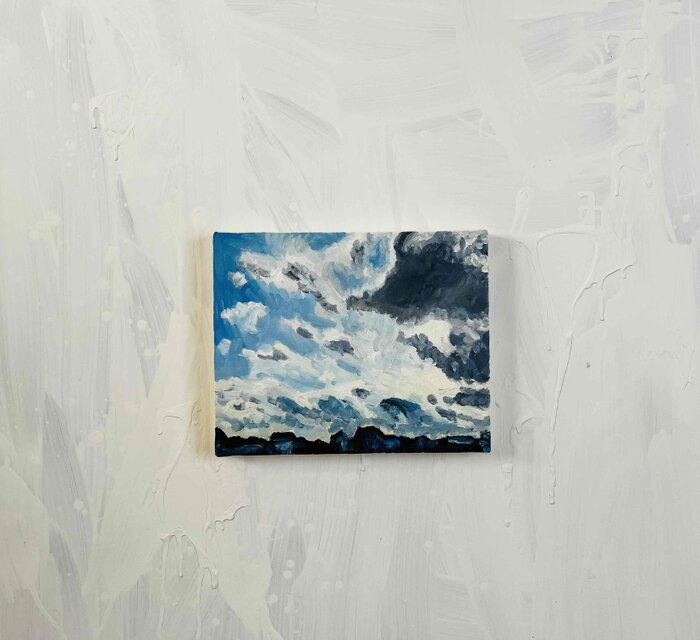 油彩画 原画「近所の風景 その3」アート 絵画 22×27㎝ F3 キャンバス