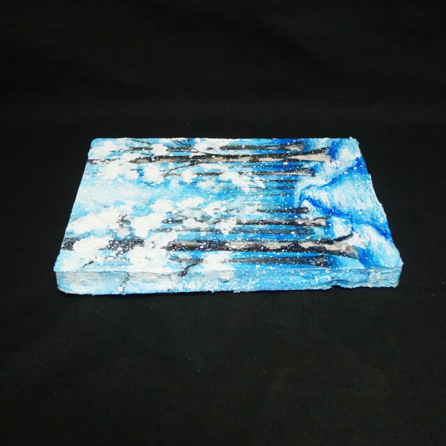 油絵 原画 油彩画 絵画 「白銀の森の小道」 冬 景色 風景画 インテリア