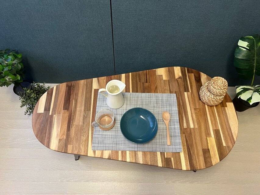 送料無料】 ローテーブル だるま形 120cm 60cm アカシア 折りたたみ脚