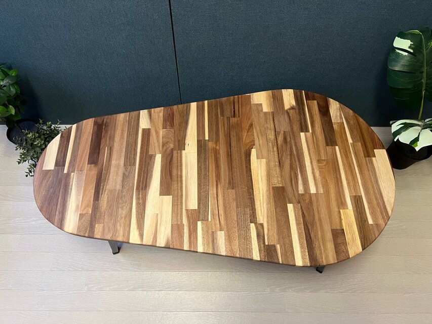 送料無料】 ローテーブル だるま形 120cm 60cm アカシア 折りたたみ脚