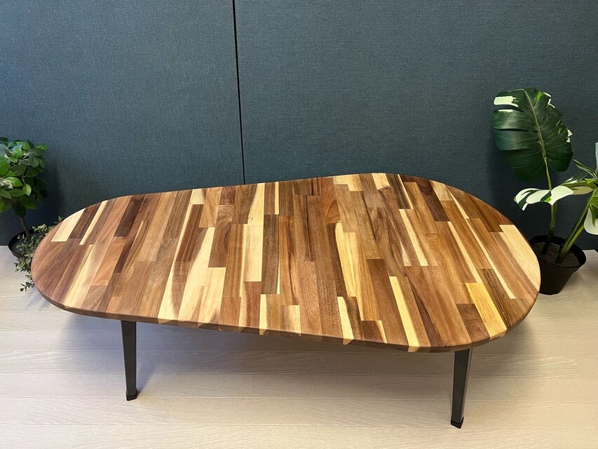 送料無料】 ローテーブル だるま形 120cm 60cm アカシア 折りたたみ脚