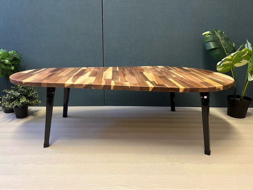 送料無料】 ローテーブル だるま形 120cm 60cm アカシア 折りたたみ脚