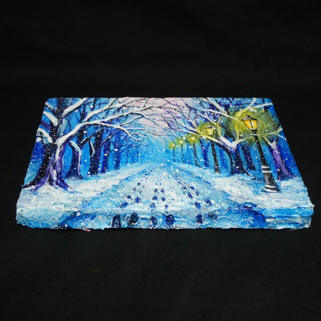 油絵 原画 【雪の散歩道】 絵画 油彩 雪 景色 風景画 冬 | iichi 日々