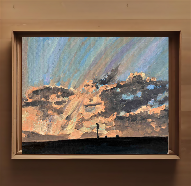 油彩画 原画「私は沈むが私の残影を星に継がせよう」アート 絵画 22×27