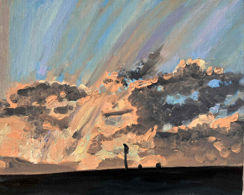 油彩画 原画「私は沈むが私の残影を星に継がせよう」アート 絵画 22×27