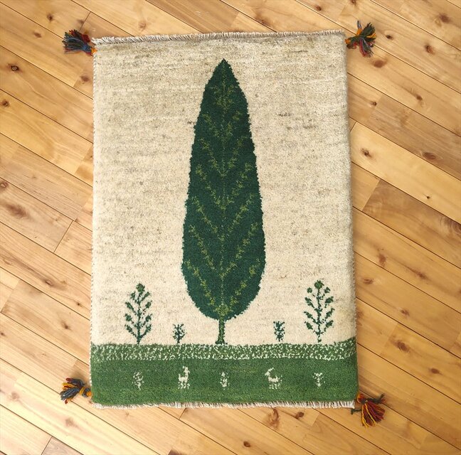 ペルシャ ギャッベ 玄関マット ラグ 90x60㎝ 糸杉 RJ16415 | iichi