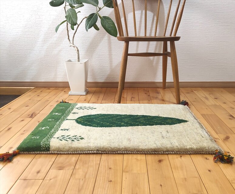 ペルシャ ギャッベ 玄関マット ラグ 90x60㎝ 糸杉 RJ16415 | iichi