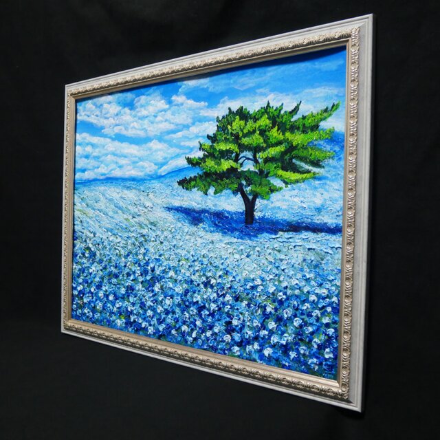 希望を運ぶ青い花【青空のネモフィラの丘】インテリアアート原画