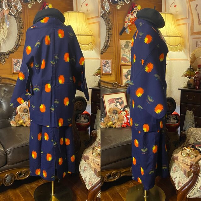 和洋折衷ロングワンピース 着物アンサンブル 帯サッシュベルト付き