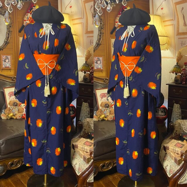 和装 着物 帯 黒 シンプル 正絹風 エレガント リメイク素材用帯（ま93Y