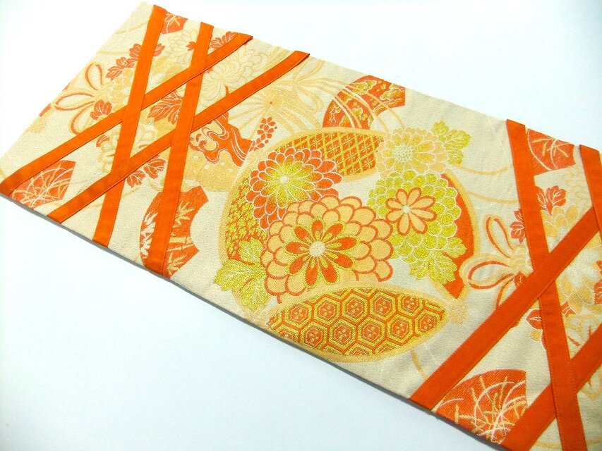 16)2418】32×76cm和風テーブルマット/帯リメイク/敷物・ラグ/日本製