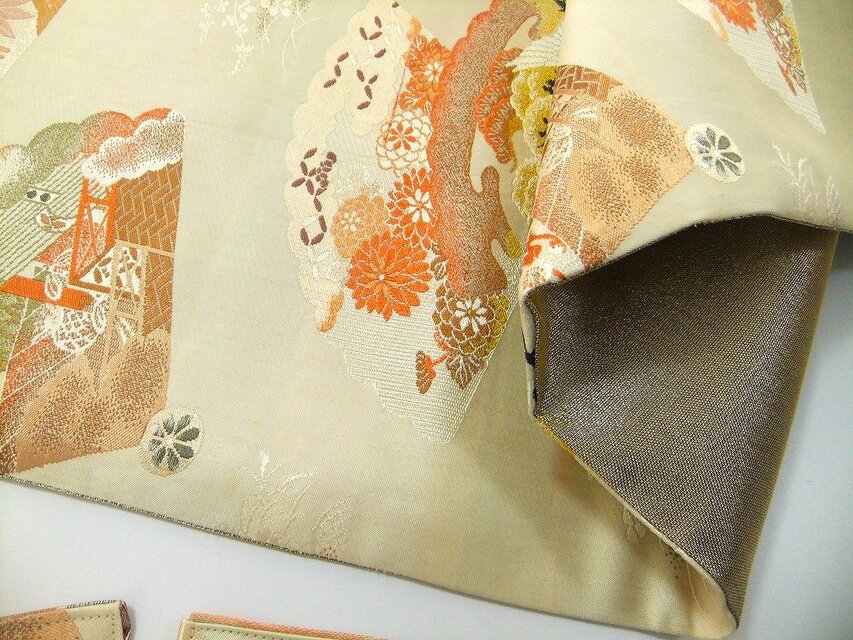 16)2419】28×98cm/アンティーク帯/テーブルセンター・コースターセット
