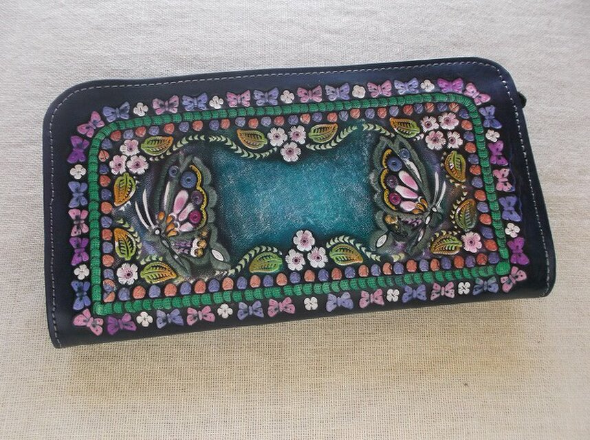 L型ファスナーウォレット レザー 刻印＆拭き染め | iichi 日々の暮らし