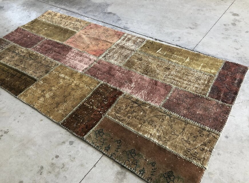 超超大判 288×144 トルコヴィンテージラグ パッチワーク アッシュ