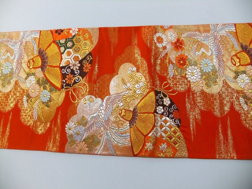 16)2420】200cm/西陣織・錦繡/タペストリー・テーブルランナー/和風/帯