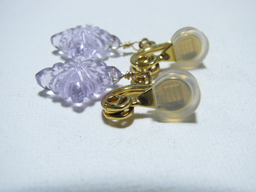 14kgfアメジストフラワーカービング・ローゼンジカービングピアス 14kgf*宝石質ピンクアメジスト(AAA ローゼンジカービング)のピアス