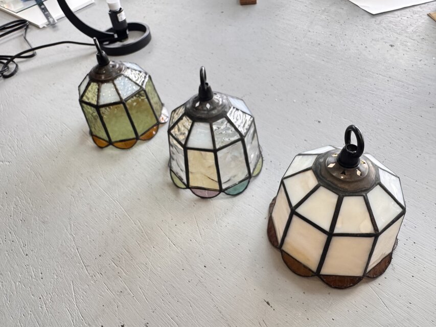 green amber アイアンベース ミニランプ ステンドグラス LED | iichi