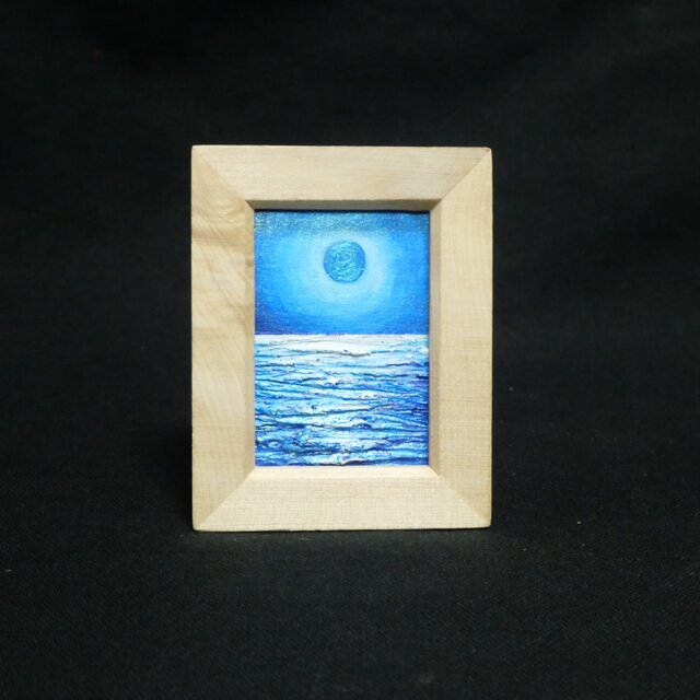 油絵 油彩 油彩画 絵 絵画 ミニ絵画【青い満月】 | iichi 日々の暮らし