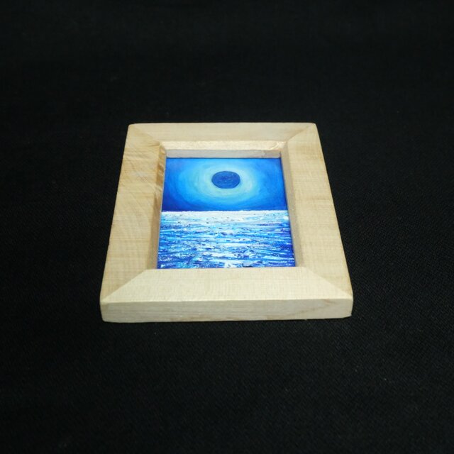 油絵 油彩 油彩画 絵 絵画 ミニ絵画【青い満月】 | iichi 日々の暮らし