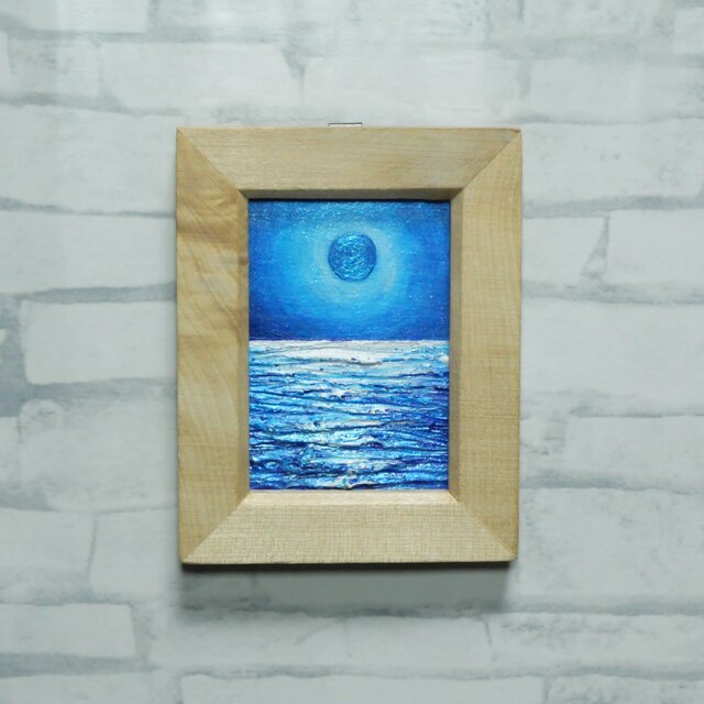 油絵 油彩 油彩画 絵 絵画【青い満月】F0号 油絵 油彩 油彩画 絵 絵画【青い満月】F0号