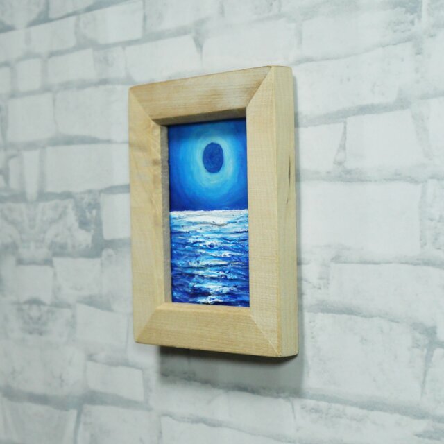 油絵 油彩 油彩画 絵 絵画 ミニ絵画【青い満月】 | iichi 日々の暮らし