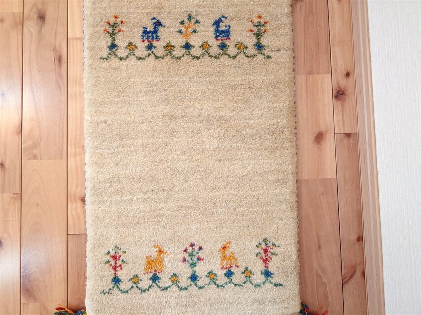 ペルシャ ギャッベ ミニランナー ラグ 113x42㎝ ヤギ 羊 生命の木 花