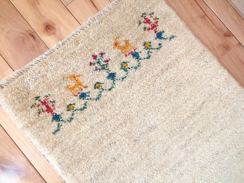 ペルシャ 手作り ランナー ラグ ペルシャ ギャッベ ミニランナー ラグ 113x42㎝ ヤギ 羊 生命の木 花