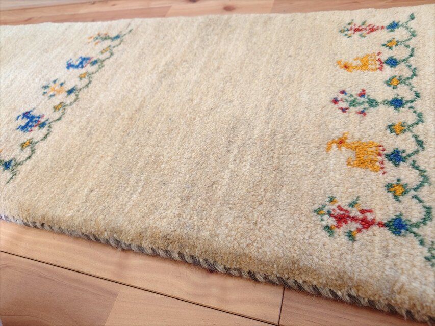 ペルシャ ギャッベ ミニランナー ラグ 113x42㎝ ヤギ 羊 生命の木 花