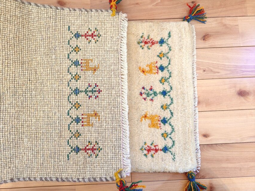 ペルシャ ギャッベ ミニランナー ラグ 113x42㎝ ヤギ 羊 生命の木 花