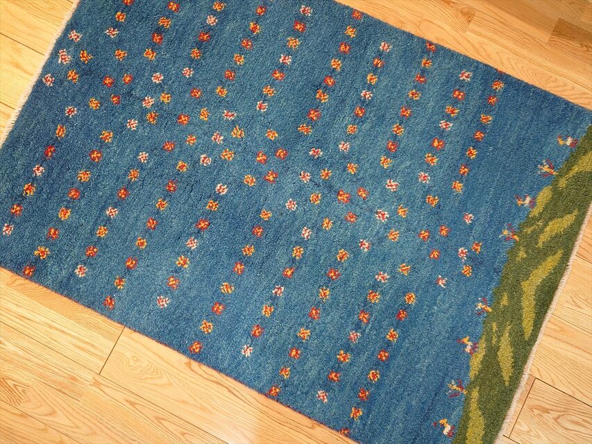 ペルシャ ギャッベ マット大 ラグ 115x82cm 風景 青空 生命の木 RD7269