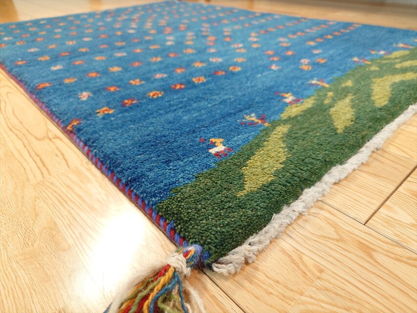 ペルシャ ギャッベ マット大 ラグ 115x82cm 風景 青空 生命の木 RD7269