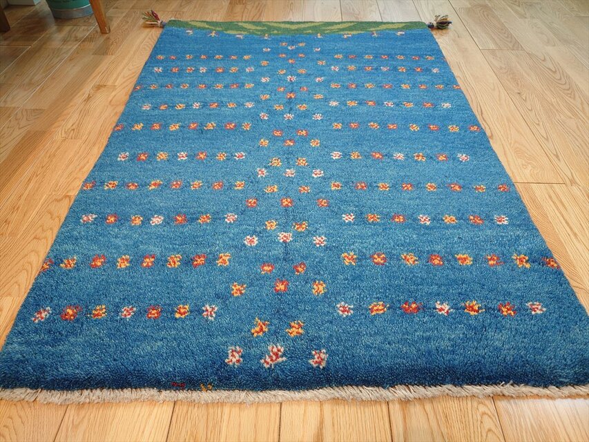 ペルシャ ギャッベ マット大 ラグ 115x82cm 風景 青空 生命の木 RD7269