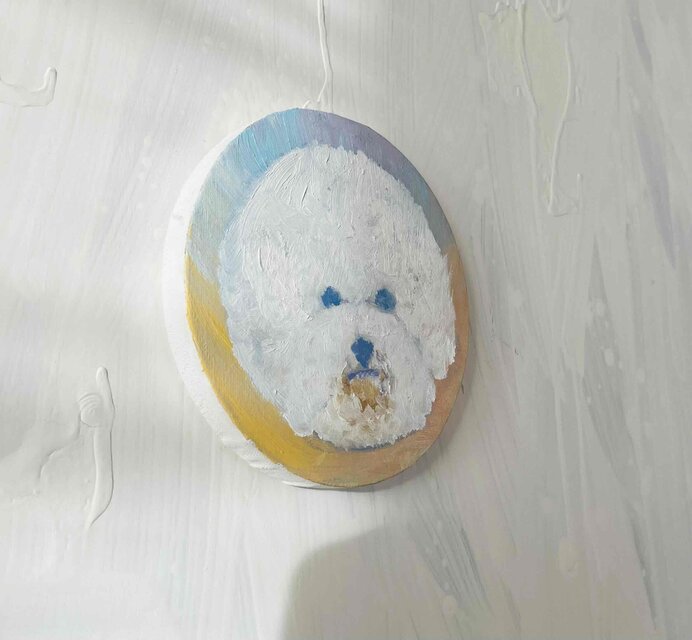 油彩 絵画 『ビジョンフリーゼの肖像20261』原画 丸形アートパネル