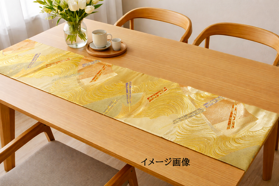 16)2423】170cm/流水扇子文様/タペストリー・テーブルランナー/和風/帯