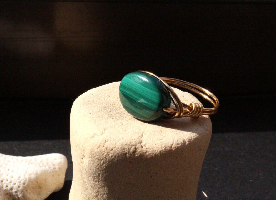 マラカイト オーバル Wire Ring | iichi 日々の暮らしを心地よくする