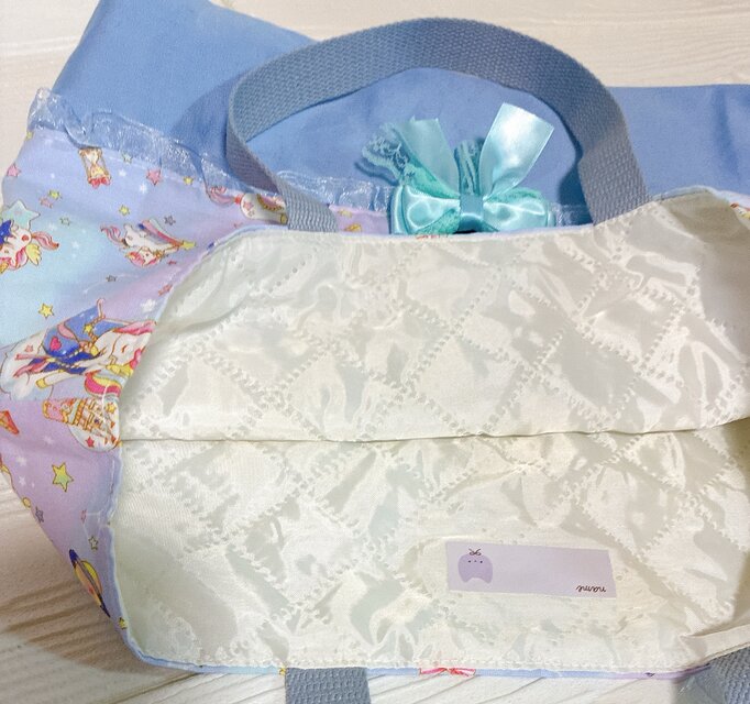 レースリボン付きレッスンバック☆入園入学♪ユニコーン♪レインボー