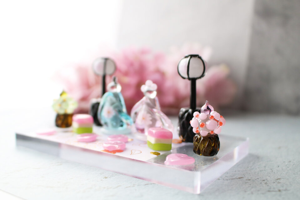 2026年ひな祭り⭐︎とんぼ玉ひな人形 ガラスのミニチュア雛人形