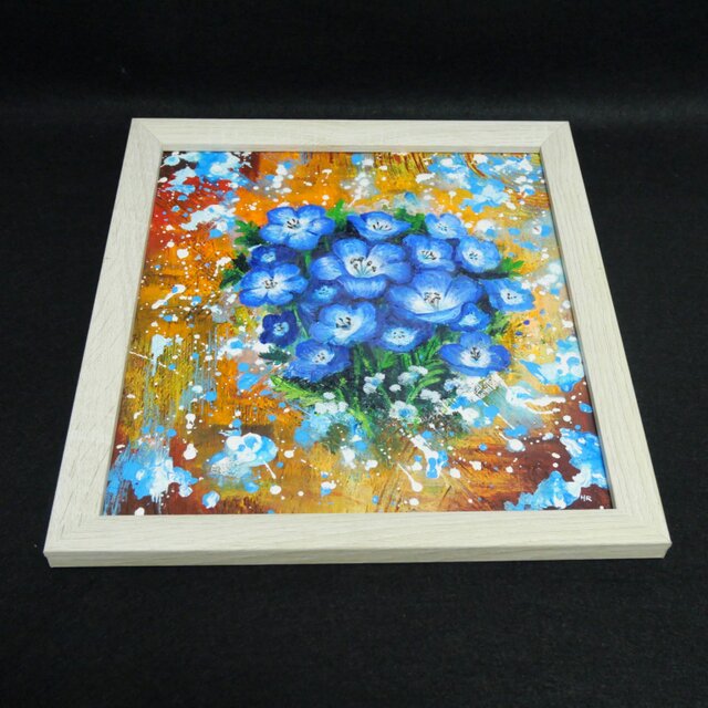 一点もの】癒やしの油絵 【ネモフィラ】 ｜油彩画 絵画 インテリア雑貨