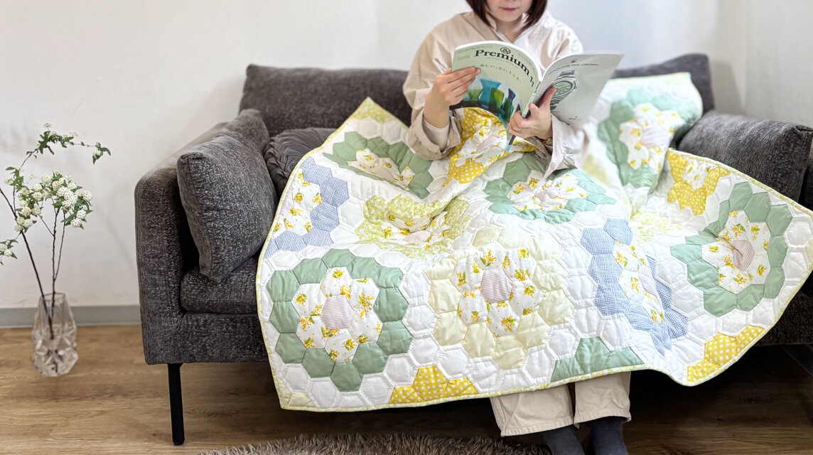 ミモザ咲く＊一点ものパッチワークキルト | iichi 日々の暮らしを