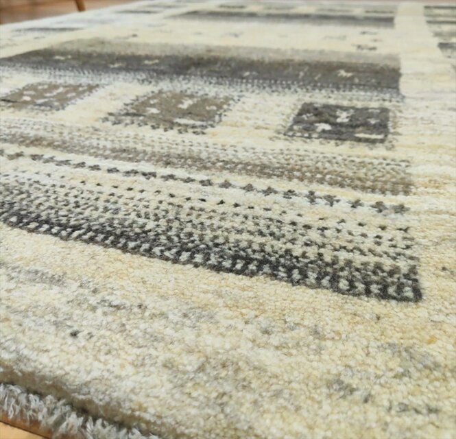 ペルシャ ギャッベ リビング ラグ 196x148cm ベージュ グレー 無染めの