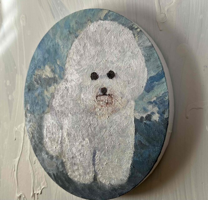 絵画 『ビジョンフリーゼ全身像20261』油彩 原画 丸形アートパネル