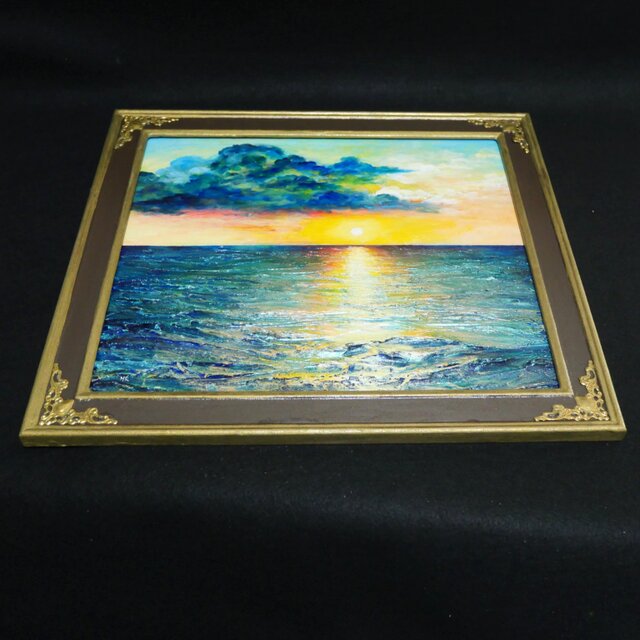 額装／ニチガク　油絵　直筆「夕暮れの漁港」サインあり 額装／ニチガク 油絵 直筆「夕暮れの漁港」サインあり 【公式通販】