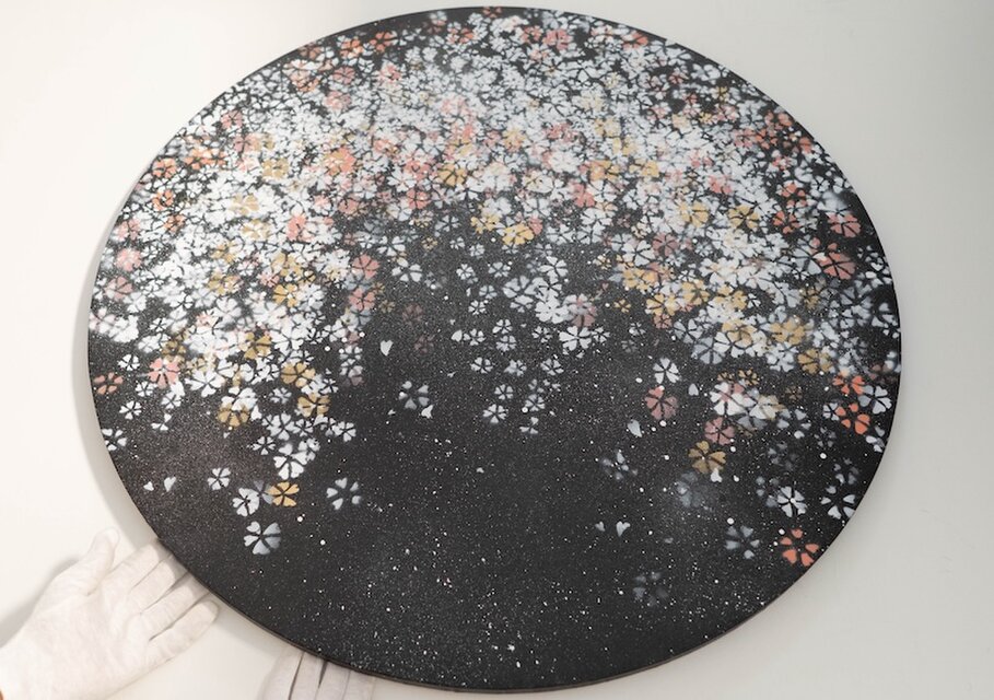 Sakura / 夜桜の円形現代アート作品 | iichi 日々の暮らしを心地よく